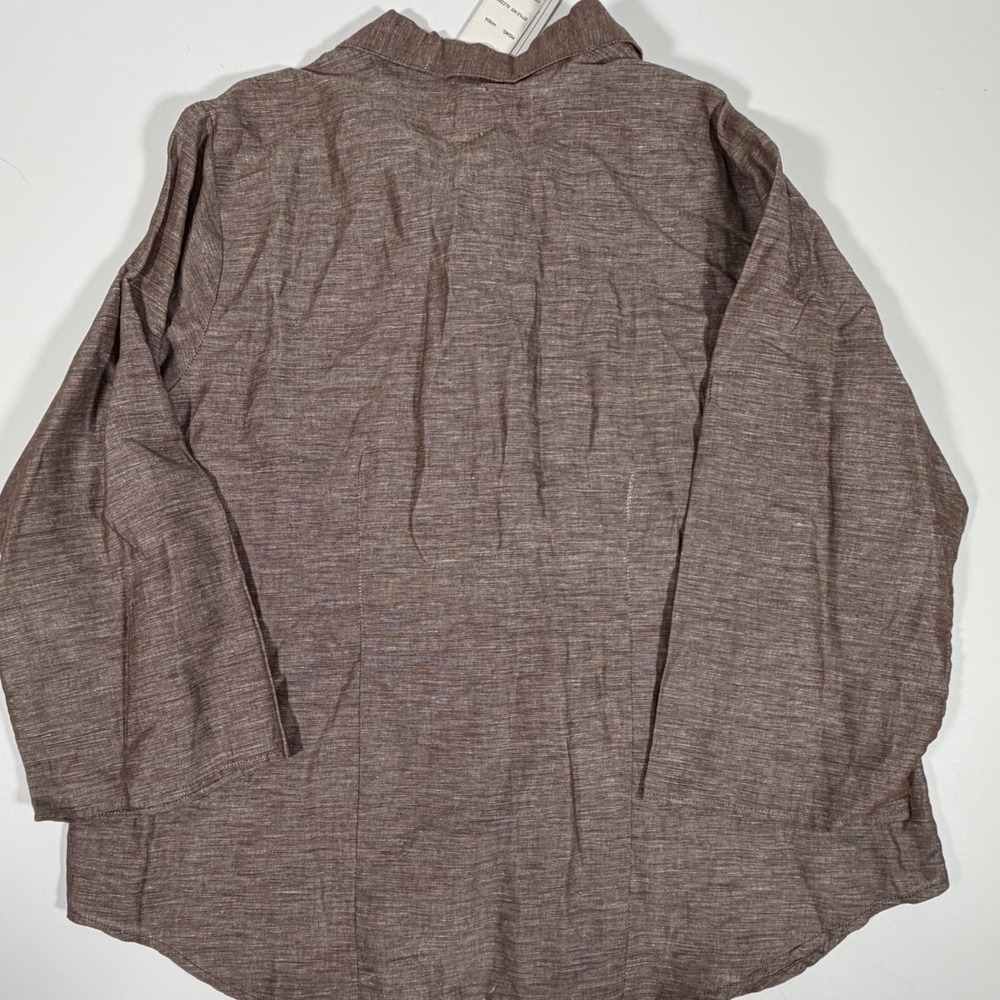 Harve Benard Brown Linen Blend Button Down Shirt Minimalist Old Money 1X NEW - Picture 3 of 8